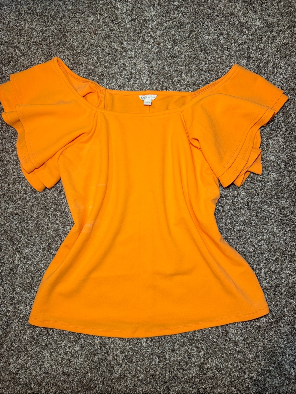 Cato Bright Orange Flutter Sleeve Blouse